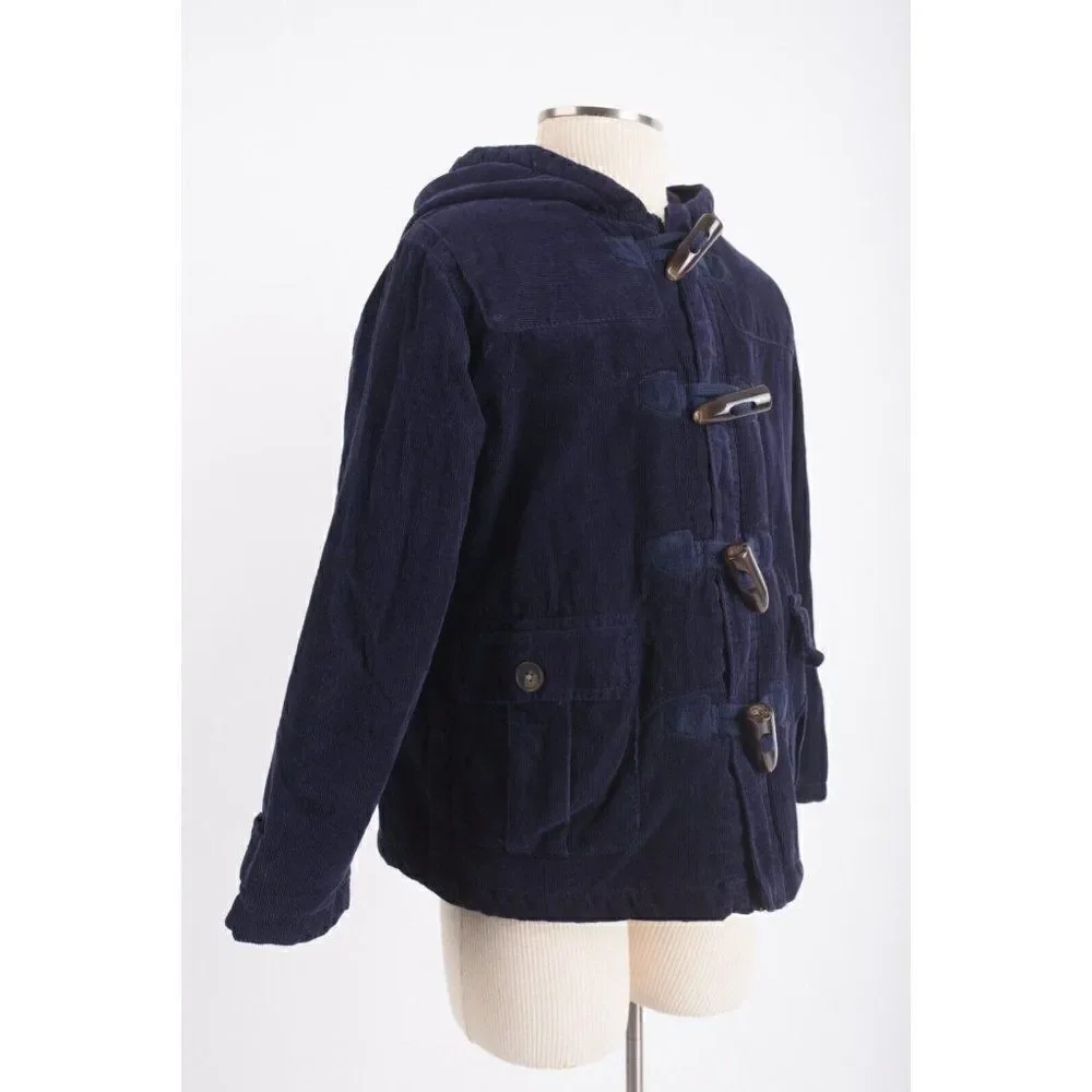 Gymboree Kids Toddler Toggle Coat 2T Corduroy Fleece lined Navy Blue Hooded